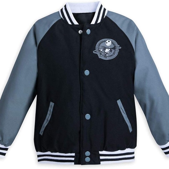 Disney Jack Skellington Black and Gray Varsity Jacket - Picture 1 of 5